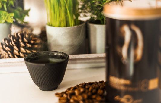 a cup of coffee on a table