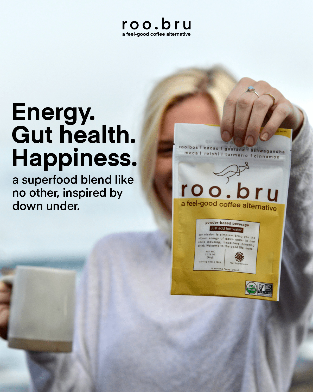roo.bru coffee substitute everyday dose alternative superfood blend