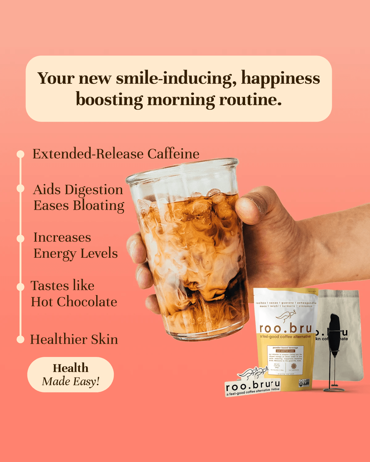 roo.bru superfood latte digestion cofffee alternative mud wtr