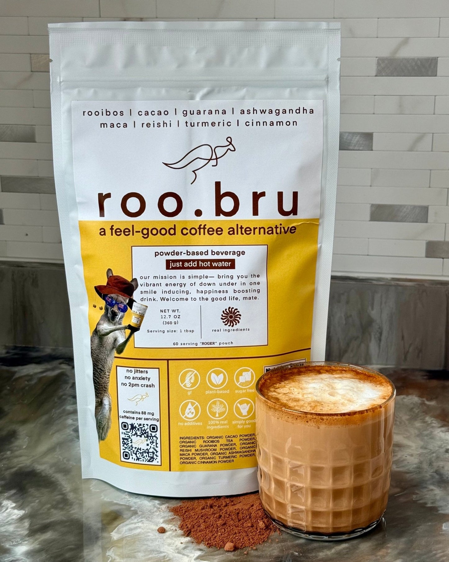 roobru healthy coffee substitute roger pouch 60 servings mushroom coffee